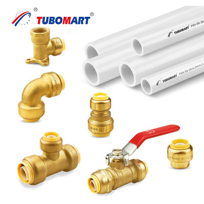 Lead Free Brass Push In Fittings PN10 / PN16 1/2 Pex Push Fit Coupling