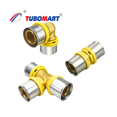 PEX Press Fittings Natural Brass Connection for Residential / Commercial Piping