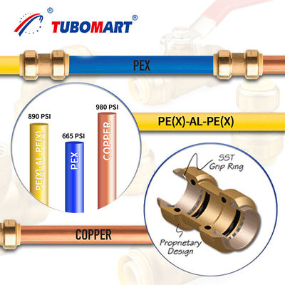 Hydronic Heating PN10 PN16 Pex Push Fittings Nickel Plated Push To Connect Fittings