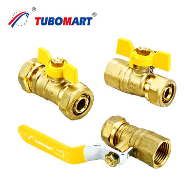 Quick Release Connector Brass Gas Valve Customizable Performance Yellow Handle