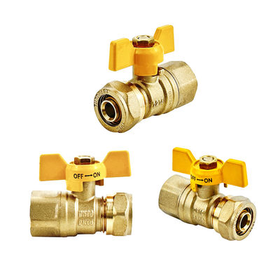 SAI GLOBAL AS4617-2004 Brass Ball Valve With SAI Certificate And Yellow Handle Color