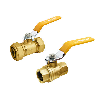 Pipe Pex Fittings Brass Gas Valve Copper Ball Valve 1/2fm--2fm Brass Lockage Brass Gas Ball Valve Yellow