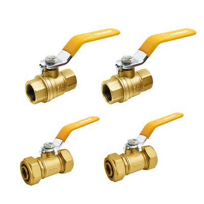 Brass Ball Valves For Gas With Female / Male Connection Yellow Handle Certified SAI GLOBAL AS4617-2004