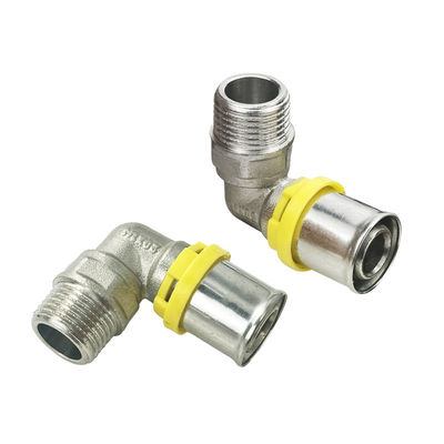 Corrosion Resistant Press Fittings For PEX AL PEX Pipes PEX Compatible And Customizable Natural Brass Color FOR GAS