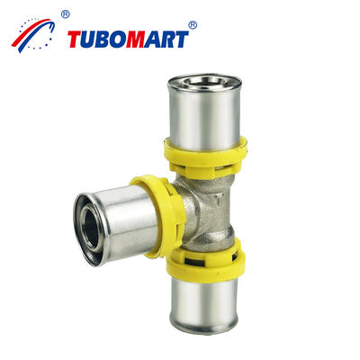 Pex Al Pex TH TYPE Press Fittings For DN15 DN25 Pressure Natural Brass Color Customizable Effortless Installation For Gas System Easy To Install