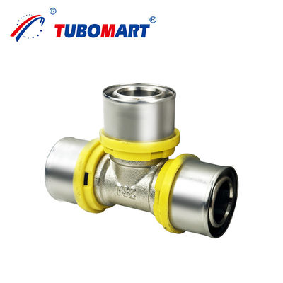 Customized Pex Al Pex Press Fittings Brass HPb 58-3A Or DZR Brass CW 602N For Pex Tubing Compatibility Gas