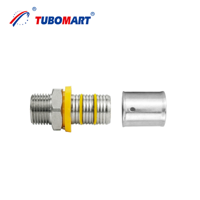 Tubomart Customized Support OEM Brass PEX AL PEX Fittings Gas Plumbing System Yellow 16-32MM Socket Tee Elbow