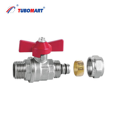 Best Selling Brass Butterfly Red Handle Brass Gas Mini Valve for Water Gas Applications in Pharmaceutical Plants