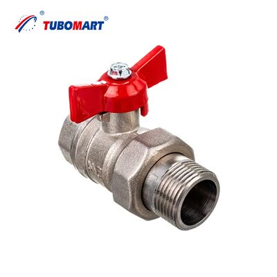 TUBOMART OEM Female to Male DN25 Brass Ball Valve with Long Handle for Underfloor Heating System