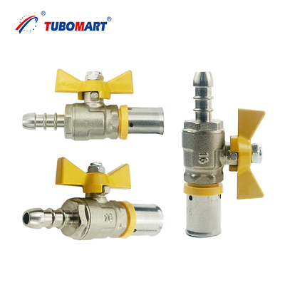 OEM pressure gas hose ball valve with long handle, size S16X10, suitable for PAP multi-layer gas pipelines