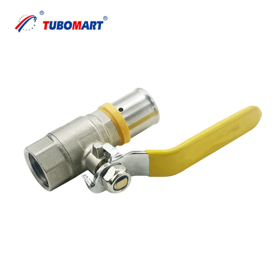 OEM 14-32mm Brass Press Gas Ball Valve with long Handle for Multi-Layer PEX AL PEX Piping Gas Use