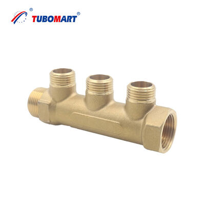 Flexible Pex Manifold with Brass Fittings Providing Service in Radiant Heating and Plumbing Systems Ensuring Leak Free Operation
